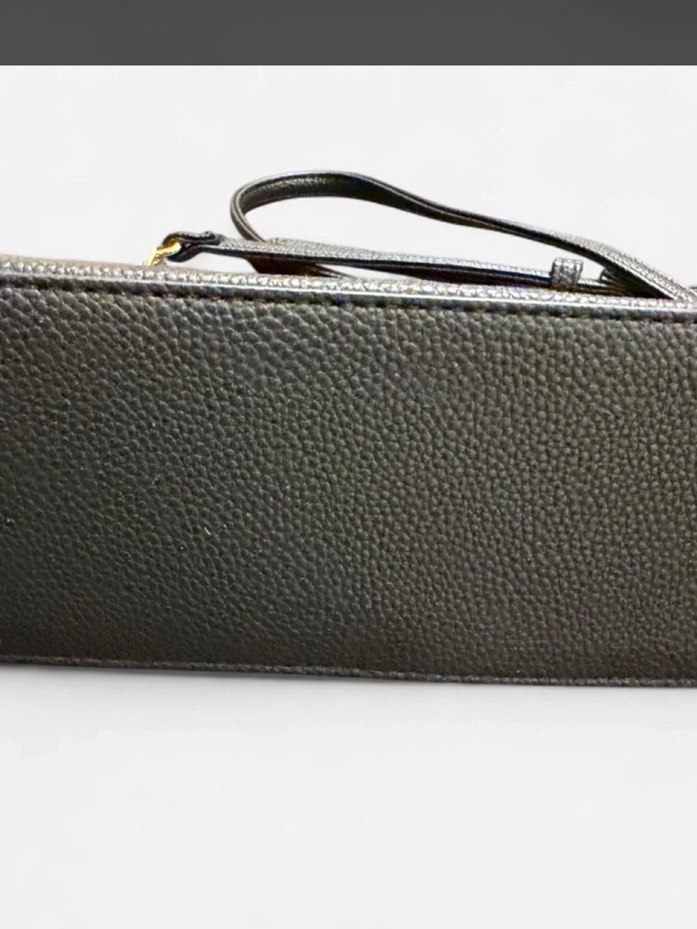 Black Pebbled Leather Crossbody Bag with Gold Accent